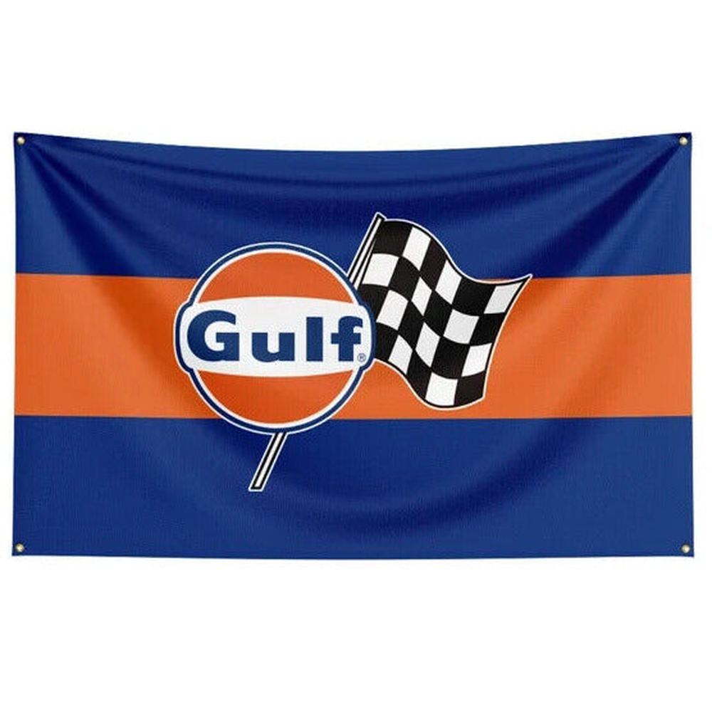 Gulf Oil Blue & Orange Checkered Flag Racing Flag Banner 3 ft x 5 ft NEW! Home & Garden:Yard, Garden & Outdoor Living:Décor:Flags Style Your Walls